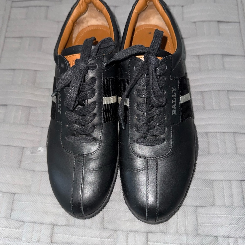 BALLY Francesca Sneakers Leather Black 7.5 Made Italy Designer Retro Running - Picture 5 of 11